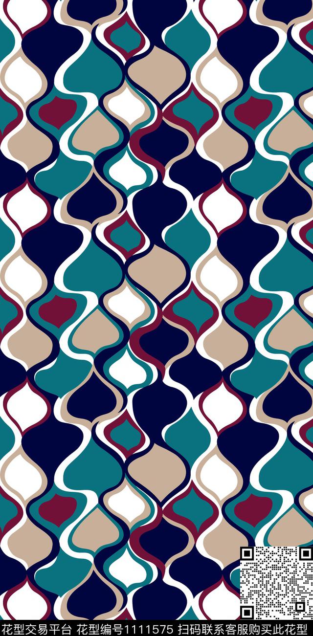 几何抽象棱形传统印花华亿平台下载（图片编号: 1111575） - 瓦栏（Walan）