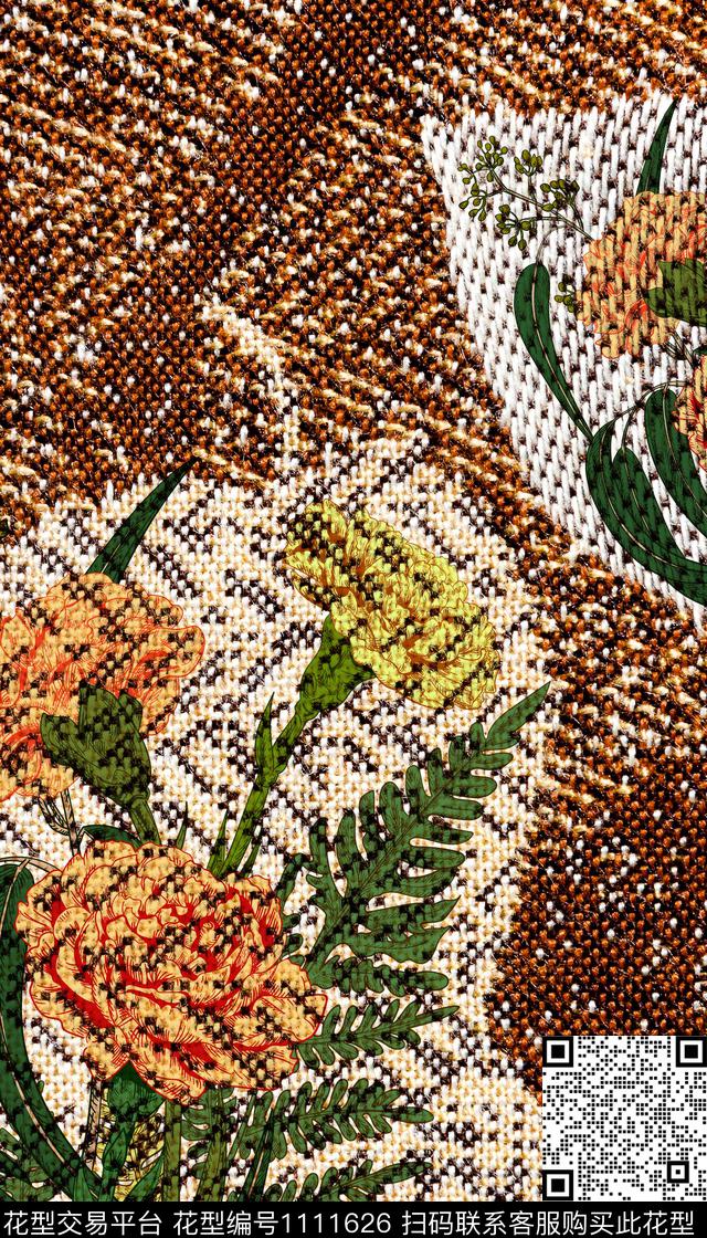 女装花卉格子数码印花华亿平台下载（图片编号: 1111626） - 瓦栏（Walan）