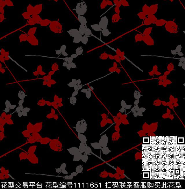 玫瑰花女装大牌风传统印花华亿平台下载（图片编号: 1111651） - 瓦栏（Walan）