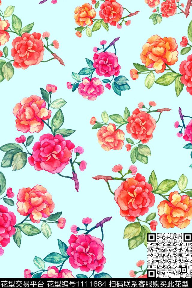 花卉小碎花数码印花华亿平台下载（图片编号: 1111684） - 瓦栏（Walan）
