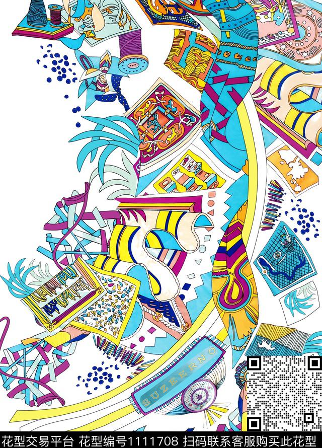 数码华亿平台抽象几何数码印花华亿平台下载（图片编号: 1111708） - 瓦栏（Walan）