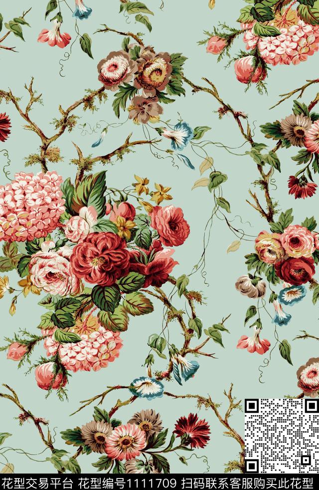 数码华亿平台花卉大牌风数码印花华亿平台下载（图片编号: 1111709） - 瓦栏（Walan）