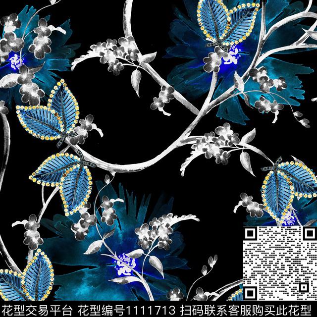 珠宝宝石花卉绿植树叶数码印花华亿平台下载（图片编号: 1111713） - 瓦栏（Walan）