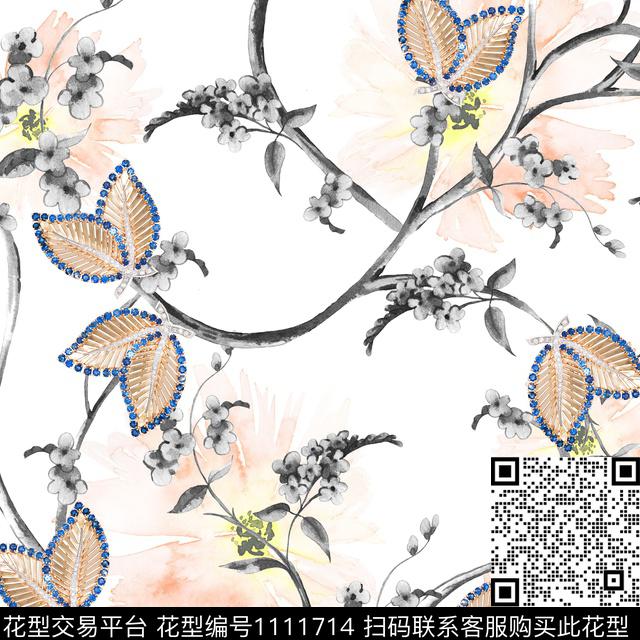 珠宝宝石花卉绿植树叶数码印花华亿平台下载（图片编号: 1111714） - 瓦栏（Walan）