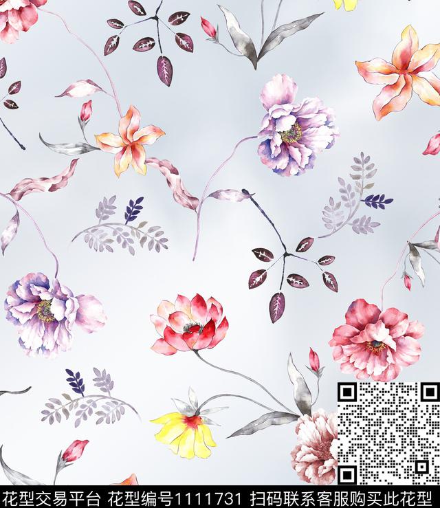 数码华亿平台满版散花女装数码印花华亿平台下载（图片编号: 1111731） - 瓦栏（Walan）