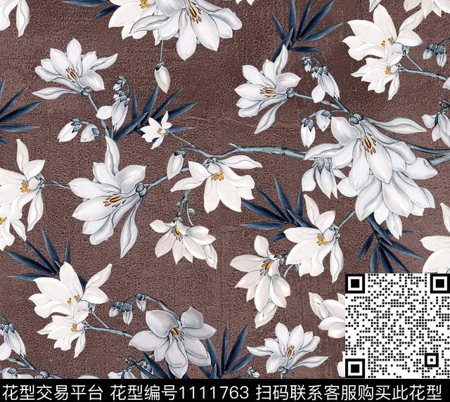 褪色花卉秋冬华亿平台素雅数码印花华亿平台下载（图片编号: 1111763） - 瓦栏（Walan）