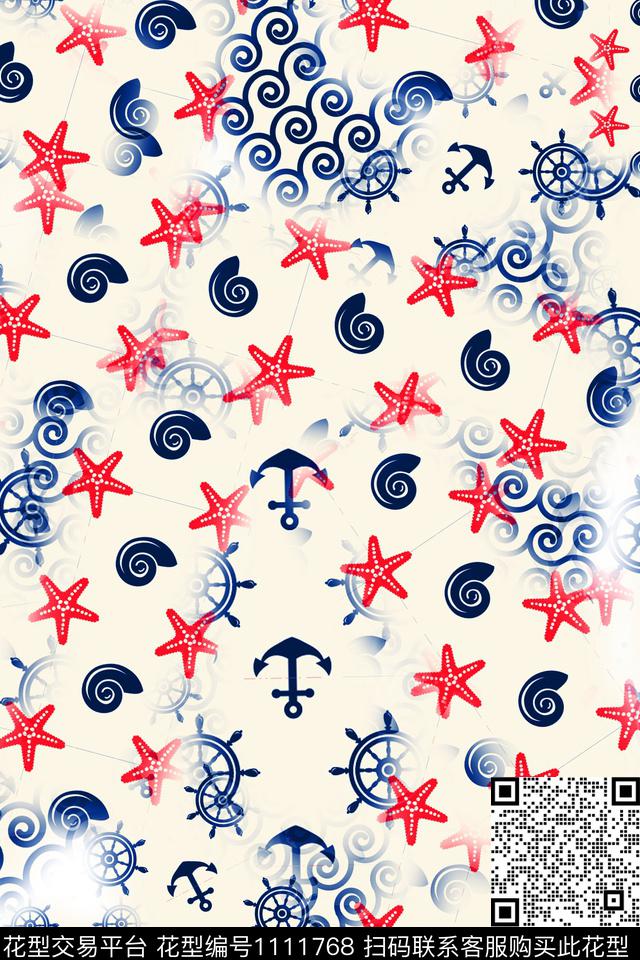 地中海抽象邮票数码印花华亿平台下载（图片编号: 1111768） - 瓦栏（Walan）