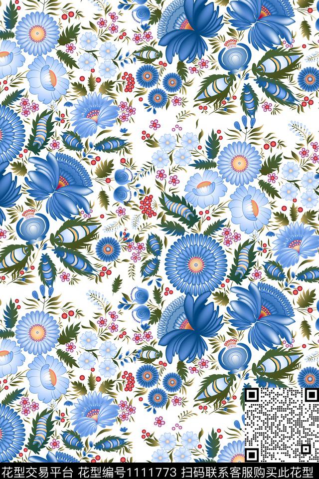 植物绘画乌克兰数码印花华亿平台下载（图片编号: 1111773） - 瓦栏（Walan）
