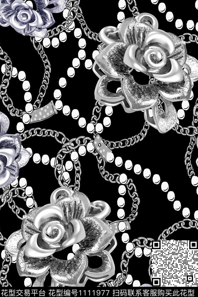 几何花卉珍珠数码印花华亿平台下载（图片编号: 1111977） - 瓦栏（Walan）