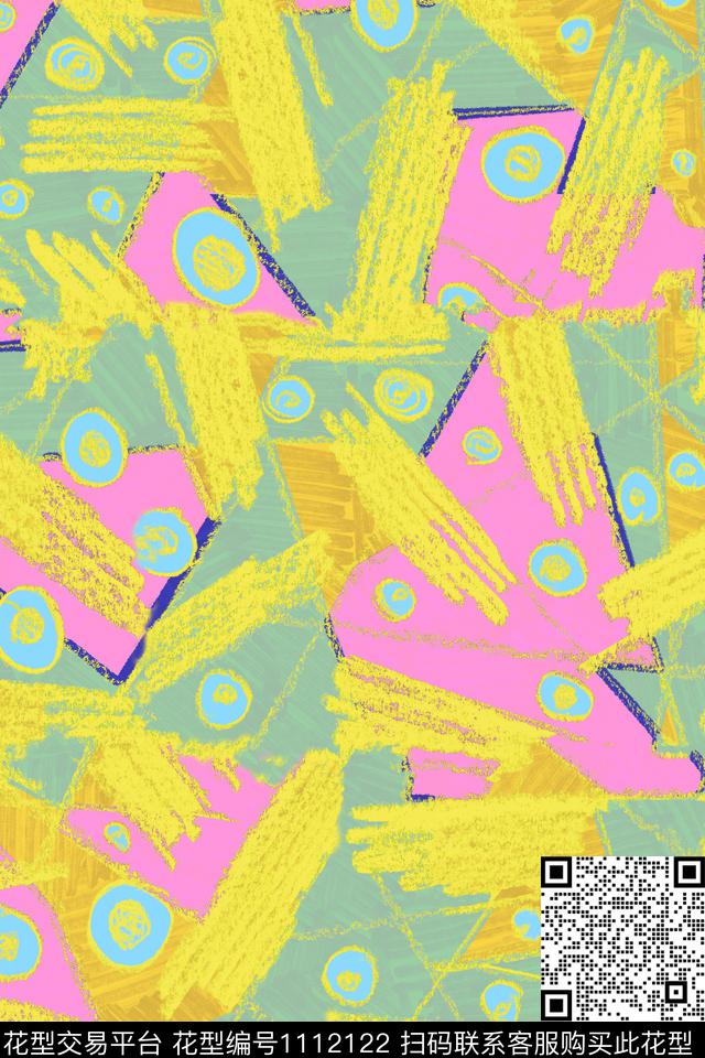 涂鸦数码华亿平台笔触数码印花华亿平台下载（图片编号: 1112122） - 瓦栏（Walan）