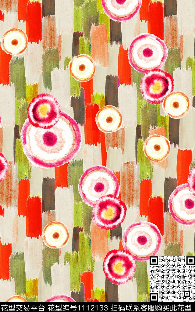 笔触肌理抽象数码印花华亿平台下载（图片编号: 1112133） - 瓦栏（Walan）