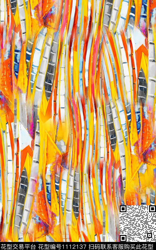 笔触肌理抽象数码印花华亿平台下载（图片编号: 1112137） - 瓦栏（Walan）