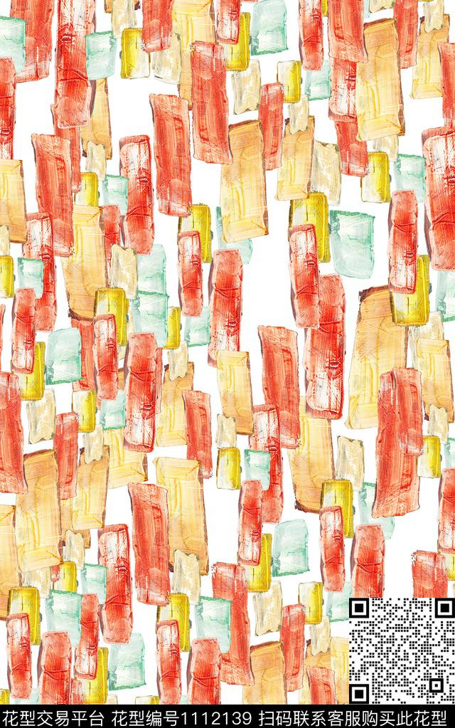 笔触肌理抽象数码印花华亿平台下载（图片编号: 1112139） - 瓦栏（Walan）