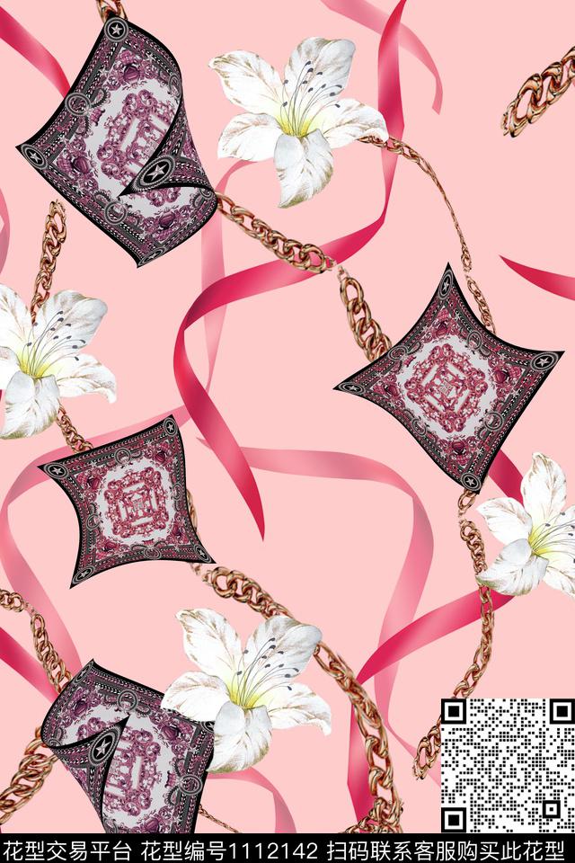 珠宝宝石蝴蝶结时尚方巾数码印花华亿平台下载（图片编号: 1112142） - 瓦栏（Walan）