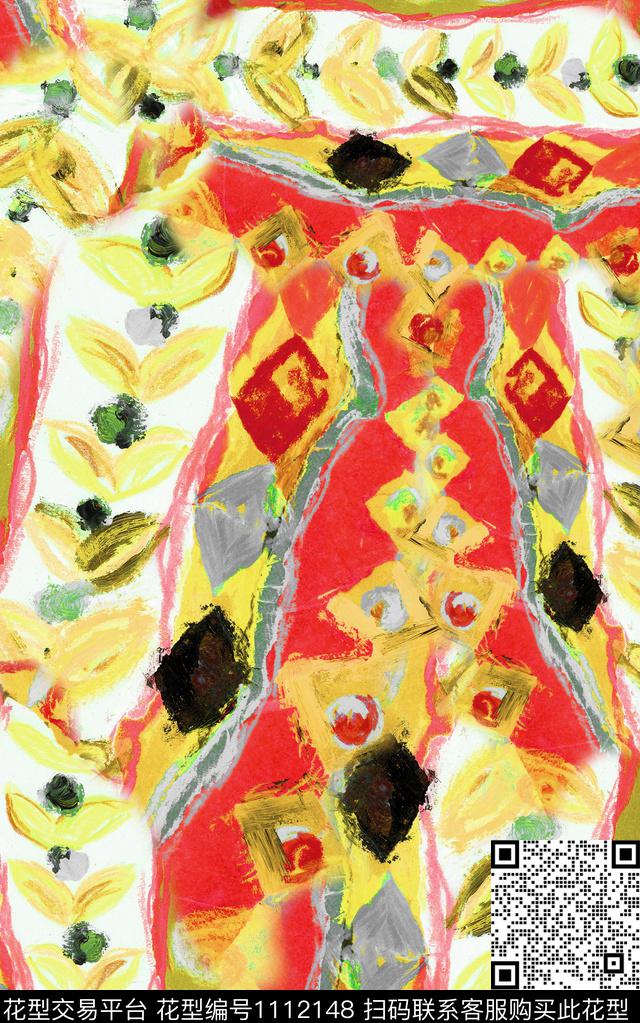 几何笔触抽象数码印花华亿平台下载（图片编号: 1112148） - 瓦栏（Walan）