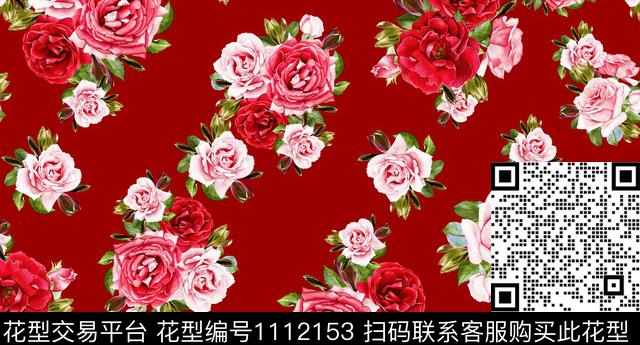 手绘大花花卉数码印花华亿平台下载（图片编号: 1112153） - 瓦栏（Walan）