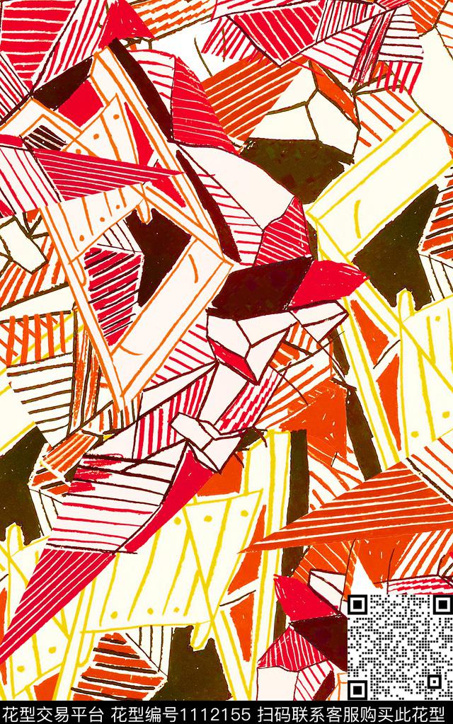 笔触肌理抽象数码印花华亿平台下载（图片编号: 1112155） - 瓦栏（Walan）