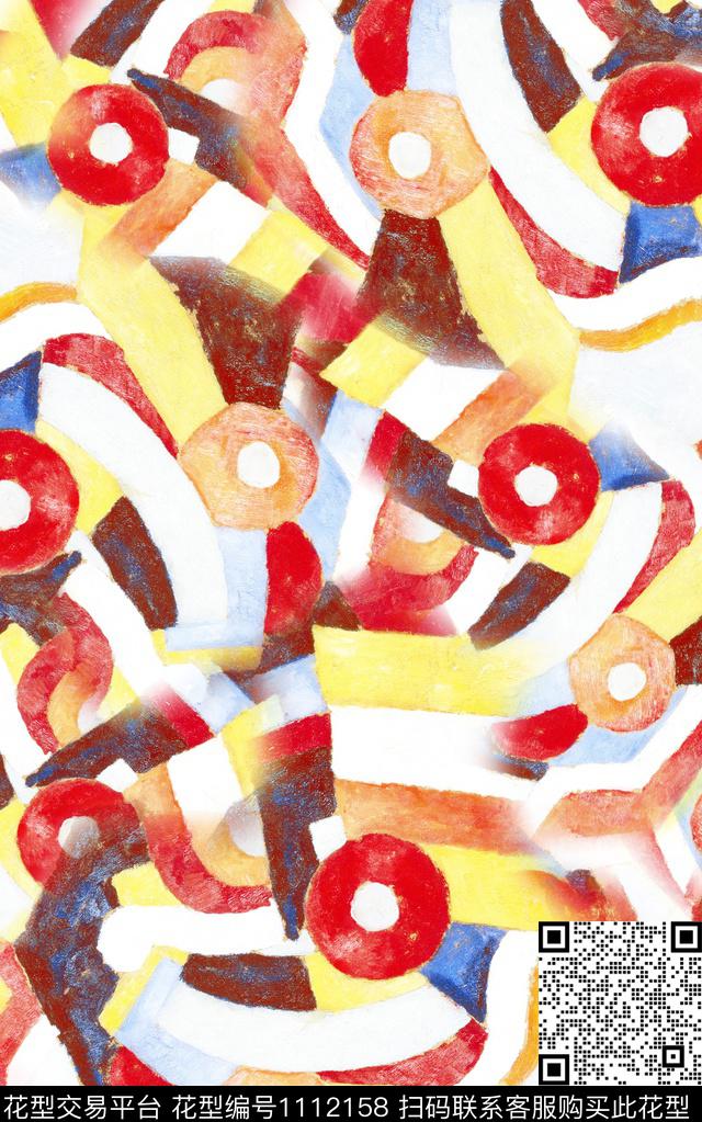 笔触肌理抽象数码印花华亿平台下载（图片编号: 1112158） - 瓦栏（Walan）