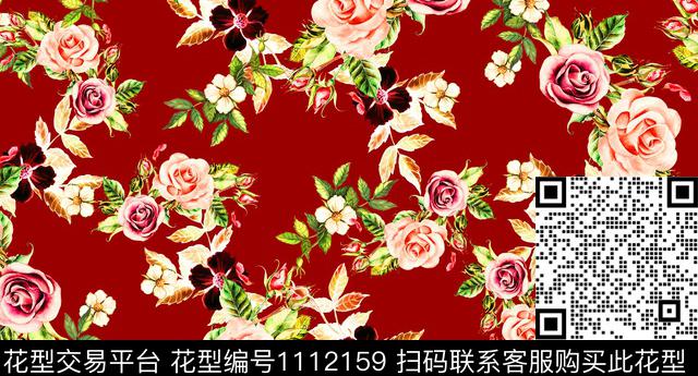 手绘大花花卉数码印花华亿平台下载（图片编号: 1112159） - 瓦栏（Walan）