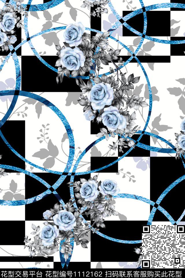 创意年轻女性清爽底花卉数码印花华亿平台下载（图片编号: 1112162） - 瓦栏（Walan）