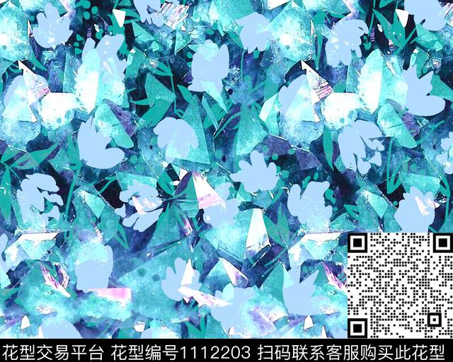 抽象花卉花卉复古数码印花华亿平台下载（图片编号: 1112203） - 瓦栏（Walan）