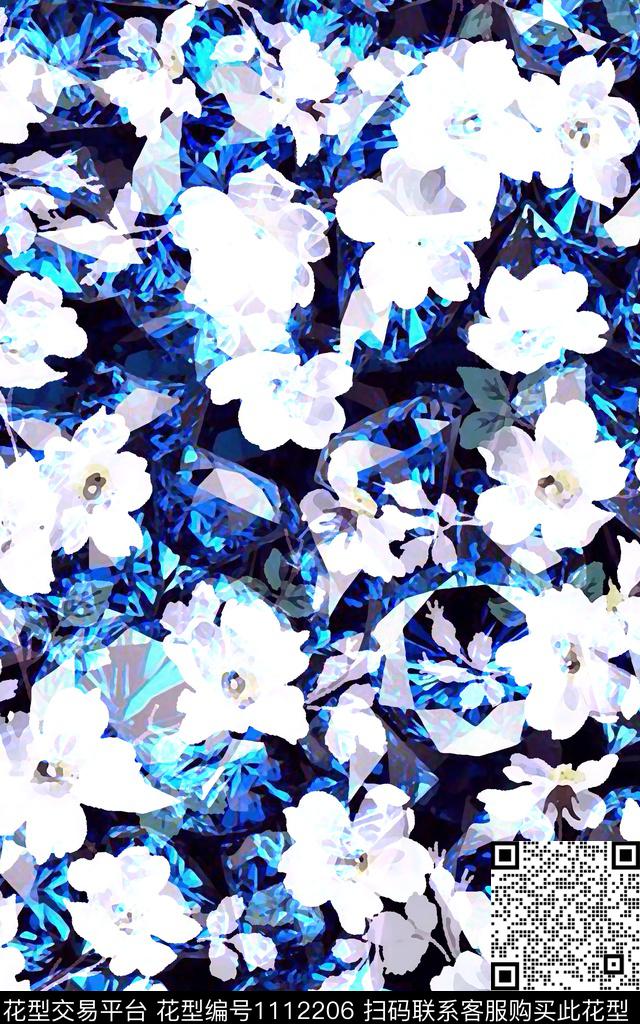 抽象花卉花卉复古数码印花华亿平台下载（图片编号: 1112206） - 瓦栏（Walan）