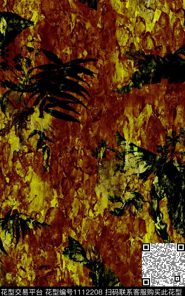抽象花卉花卉复古数码印花华亿平台下载（图片编号: 1112208） - 瓦栏（Walan）