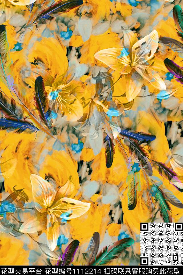 抽象数码华亿平台花卉数码印花华亿平台下载（图片编号: 1112214） - 瓦栏（Walan）