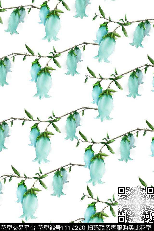 手绘水彩抽象花卉数码印花华亿平台下载（图片编号: 1112220） - 瓦栏（Walan）