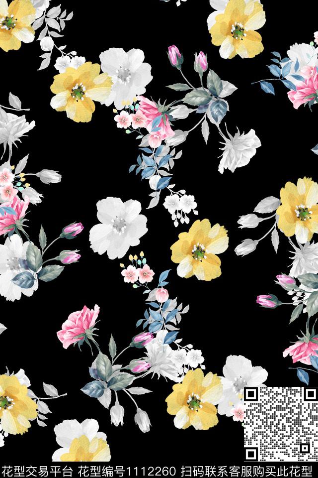 数码华亿平台满版散花花卉数码印花华亿平台下载（图片编号: 1112260） - 瓦栏（Walan）