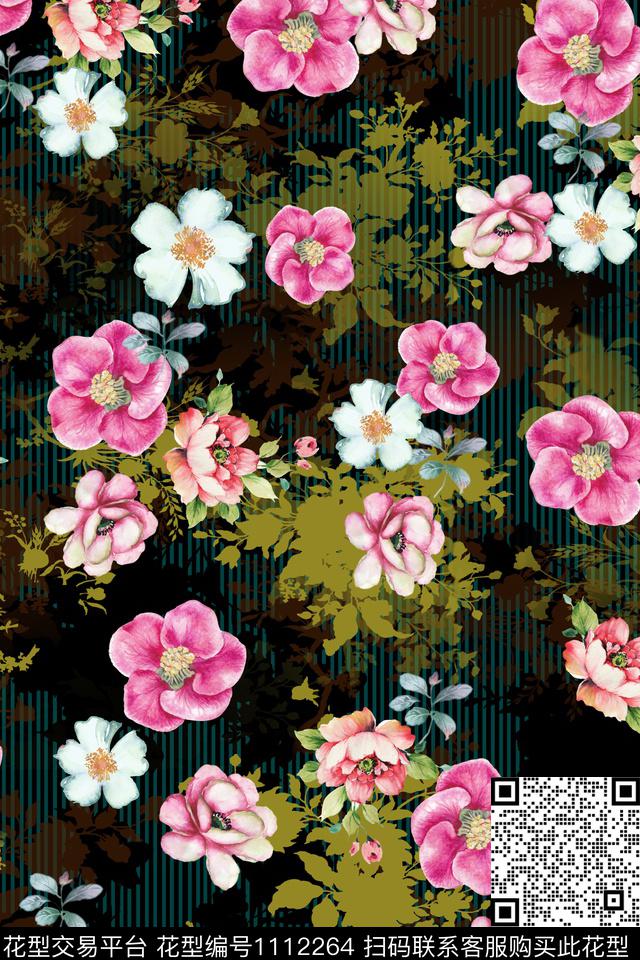 数码华亿平台满版散花花卉数码印花华亿平台下载（图片编号: 1112264） - 瓦栏（Walan）