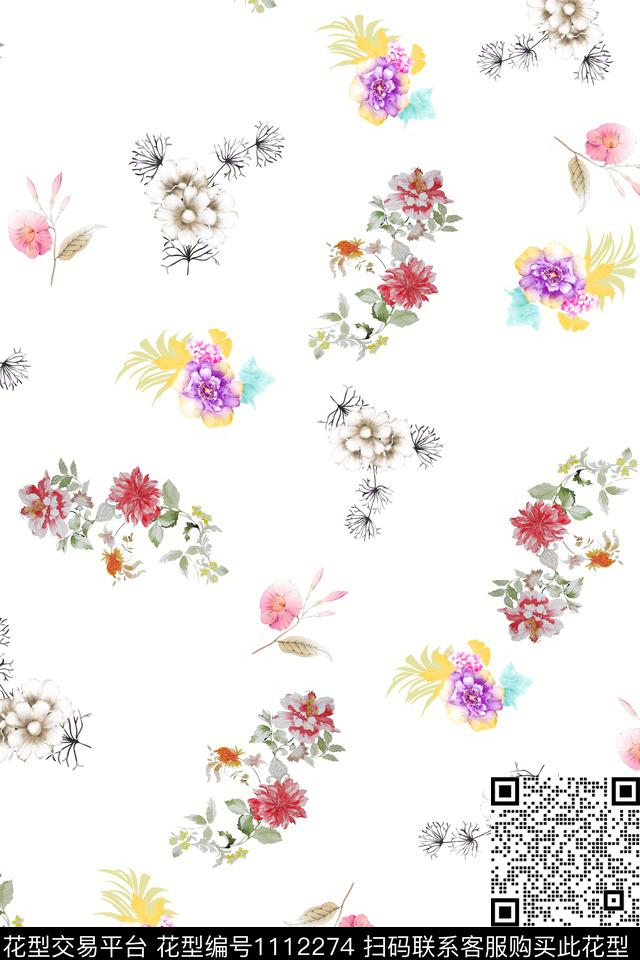 小碎花数码华亿平台满版散花数码印花华亿平台下载（图片编号: 1112274） - 瓦栏（Walan）