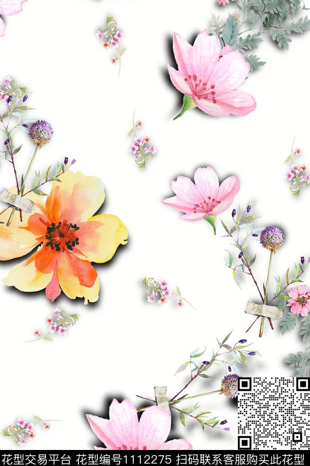 手绘花卉小碎花数码华亿平台数码印花华亿平台下载（图片编号: 1112275） - 瓦栏（Walan）