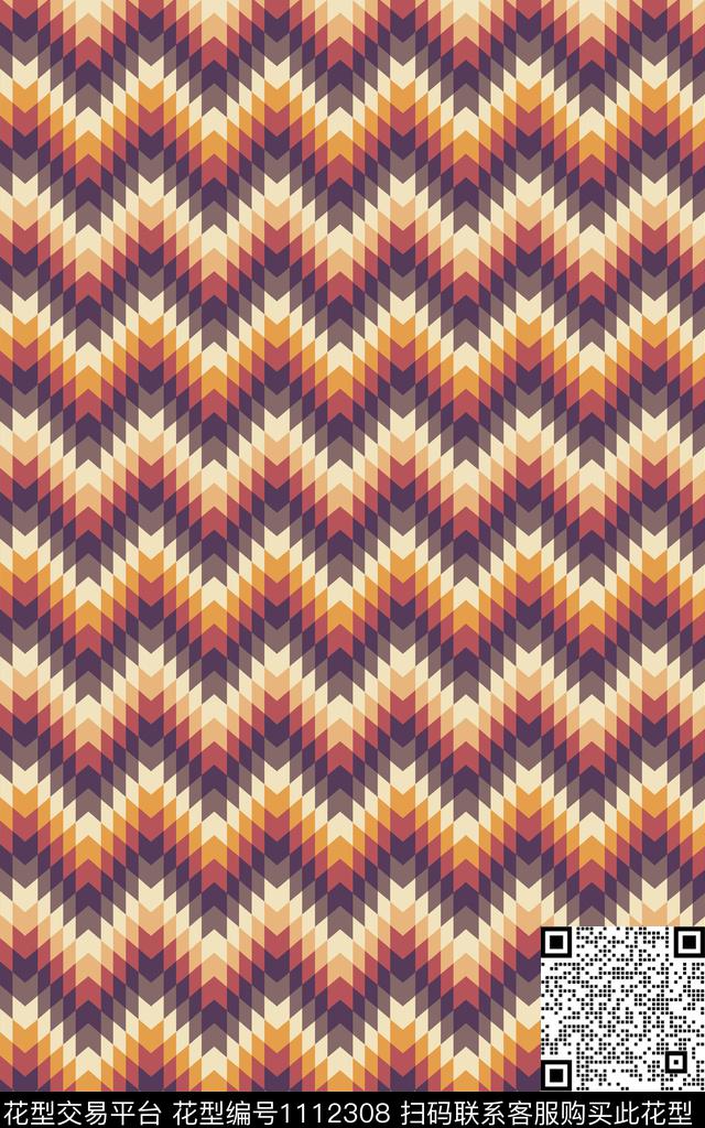 波浪纹几何条纹数码印花华亿平台下载（图片编号: 1112308） - 瓦栏（Walan）