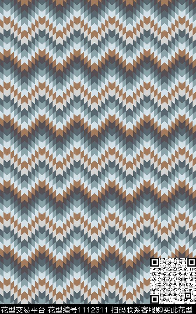 波浪纹几何数码印花华亿平台下载（图片编号: 1112311） - 瓦栏（Walan）