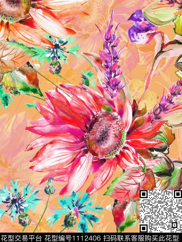 数码华亿平台女装花卉数码印花华亿平台下载（图片编号: 1112406） - 瓦栏（Walan）