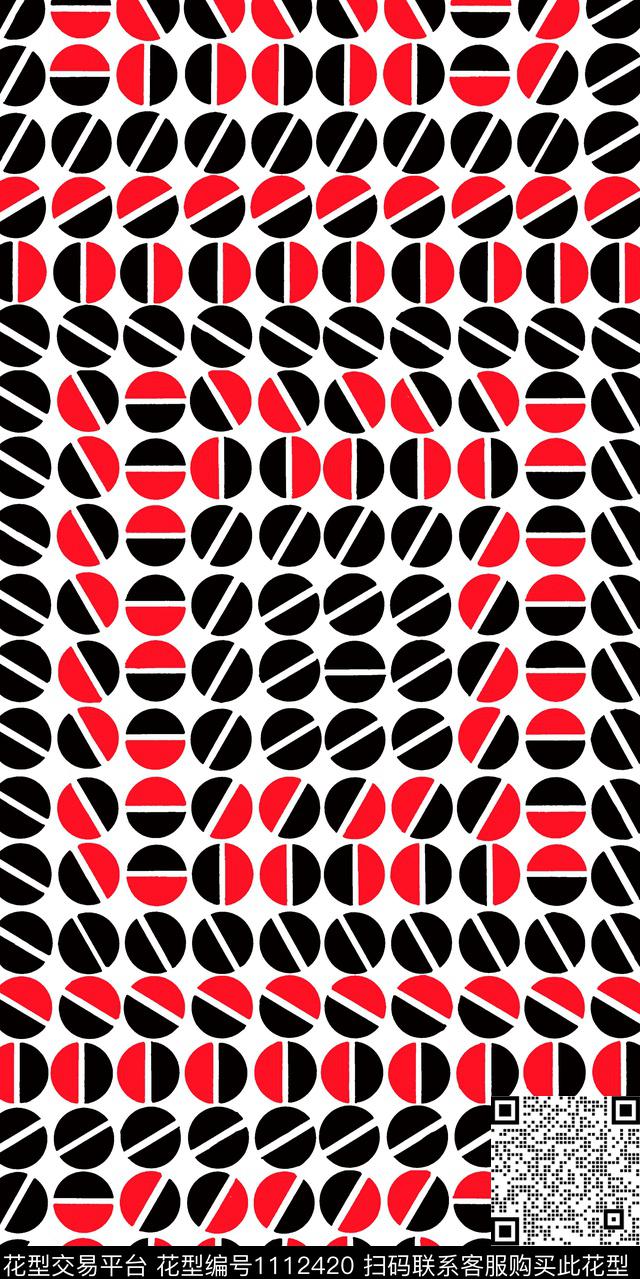 洋阳---几何几何圆的变化丝绸真丝传统印花华亿平台下载（图片编号: 1112420） - 瓦栏（Walan）