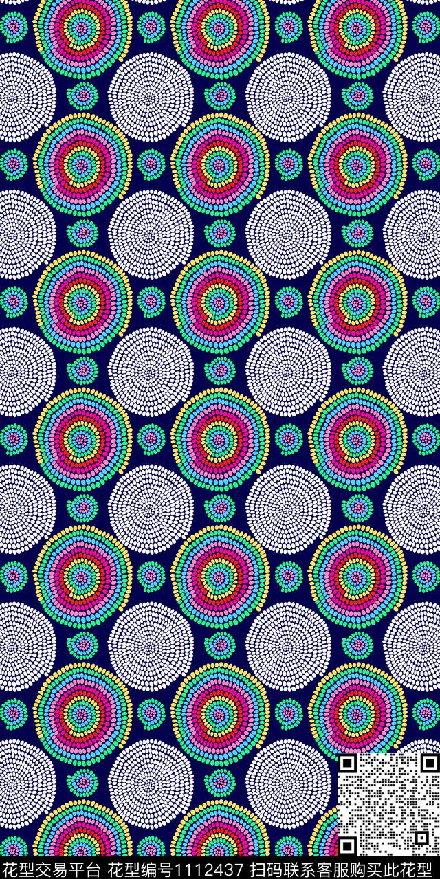 洋阳---几何几何圆的变化丝绸真丝传统印花华亿平台下载（图片编号: 1112437） - 瓦栏（Walan）