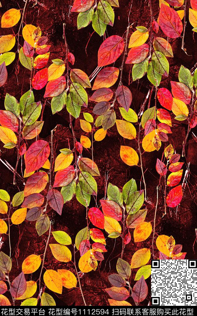 数码华亿平台绿植树叶数码印花华亿平台下载（图片编号: 1112594） - 瓦栏（Walan）