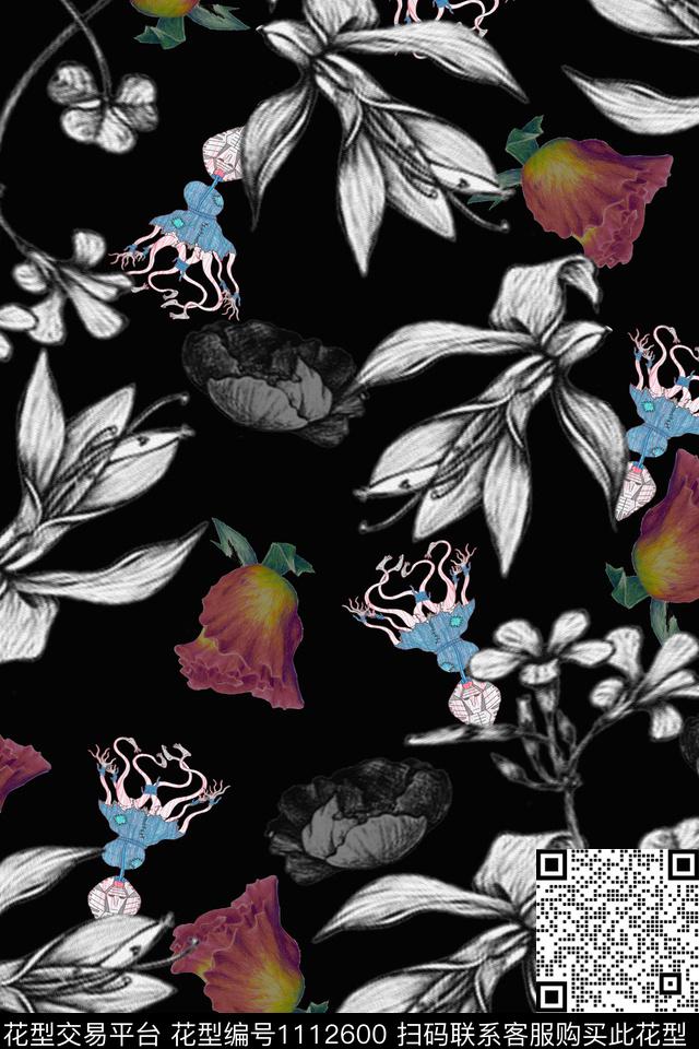 抽象数码华亿平台植物数码印花华亿平台下载（图片编号: 1112600） - 瓦栏（Walan）