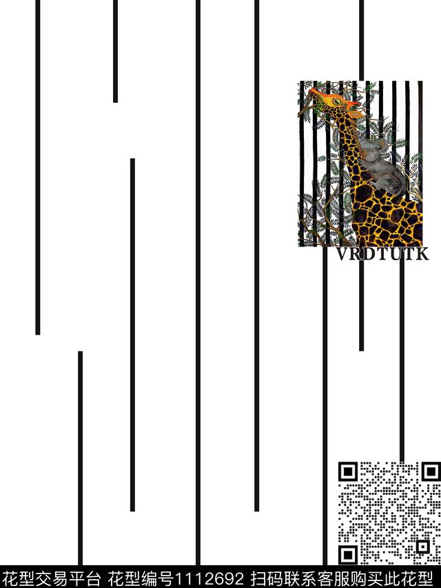 几何动物大牌风数码印花华亿平台下载（图片编号: 1112692） - 瓦栏（Walan）