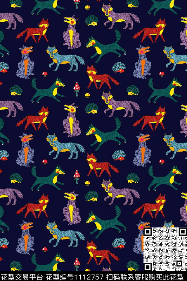 狐狸趣味动物传统印花华亿平台下载（图片编号: 1112757） - 瓦栏（Walan）