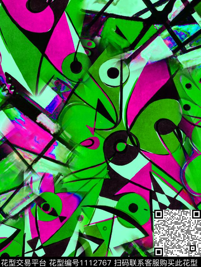 抽象混合拼接油画华亿平台数码印花华亿平台下载（图片编号: 1112767） - 瓦栏（Walan）