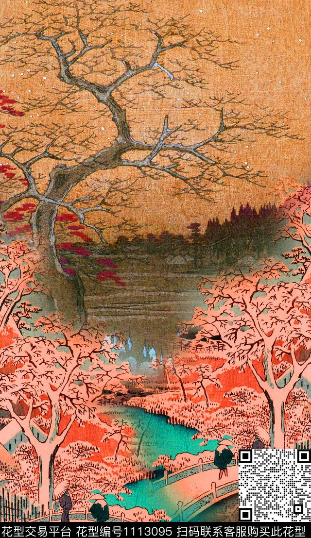 数码华亿平台定位花中国风数码印花华亿平台下载（图片编号: 1113095） - 瓦栏（Walan）