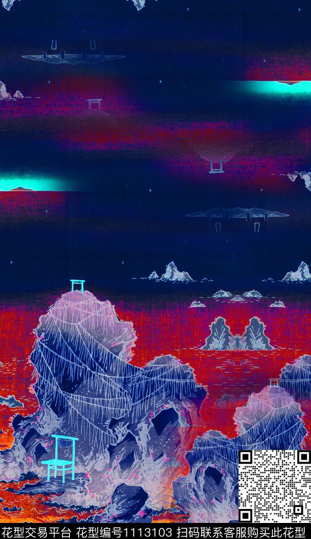 数码华亿平台定位花中国风数码印花华亿平台下载（图片编号: 1113103） - 瓦栏（Walan）