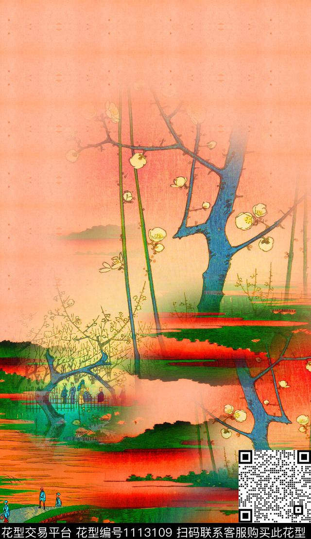 数码华亿平台定位花中国风数码印花华亿平台下载（图片编号: 1113109） - 瓦栏（Walan）
