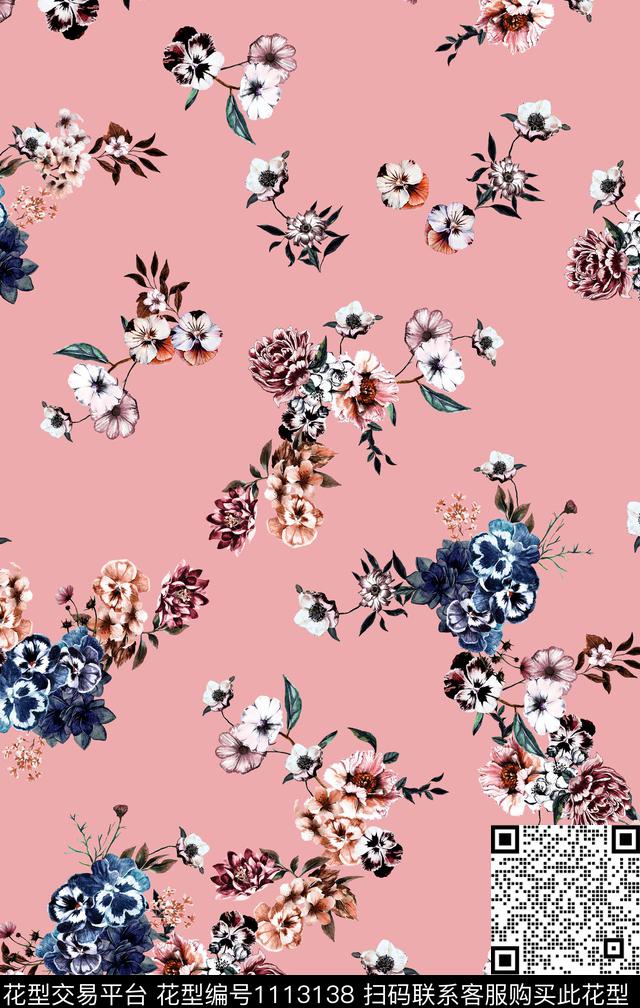 花卉条纹小碎花数码印花华亿平台下载（图片编号: 1113138） - 瓦栏（Walan）