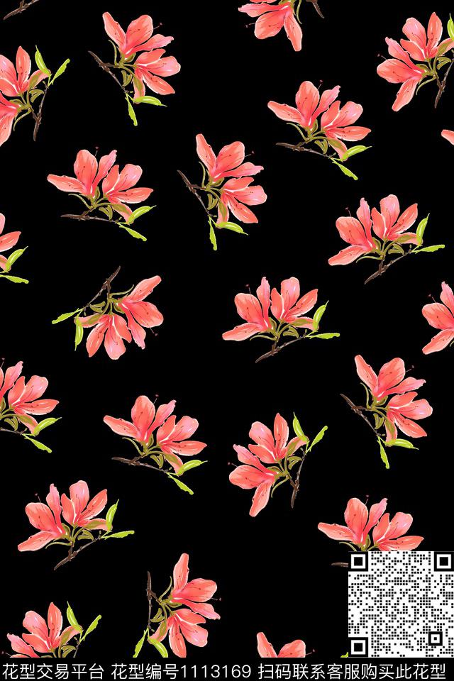 艺术定位花大花数码印花华亿平台下载（图片编号: 1113169） - 瓦栏（Walan）