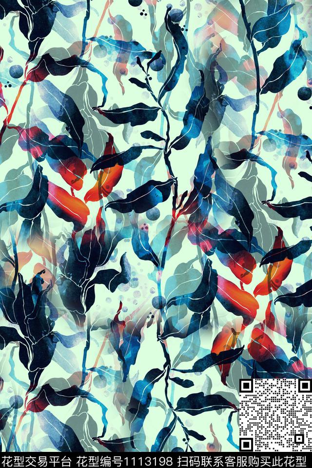 水彩真丝秋冬华亿平台数码印花华亿平台下载（图片编号: 1113198） - 瓦栏（Walan）