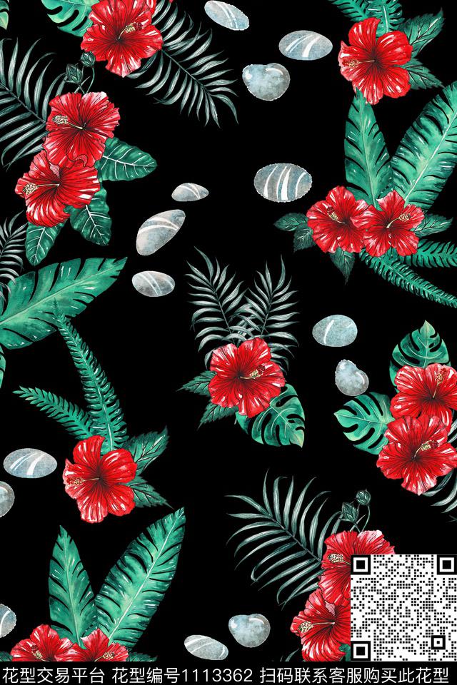 绿植树叶热带华亿平台水彩肌理传统印花华亿平台下载（图片编号: 1113362） - 瓦栏（Walan）